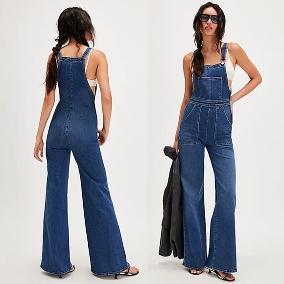 Mother Superior High-Waisted Twister Overall Sneak Punch Buggy Blue Denim Small - Picture 1 of 15